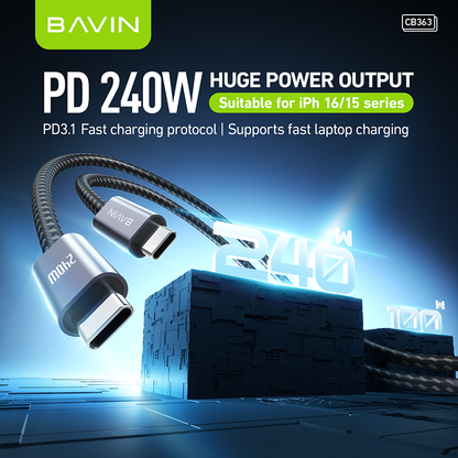 BAVIN U-CB363-CC 240W Super Fast Charging Nylon Braided Cable