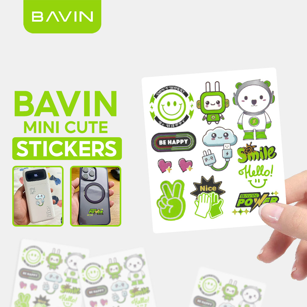 BAVIN Cute Cartoon Character Stickers Transparent DIY Decorative Sticker Suitable for Powerbank, Laptop & Smartphones