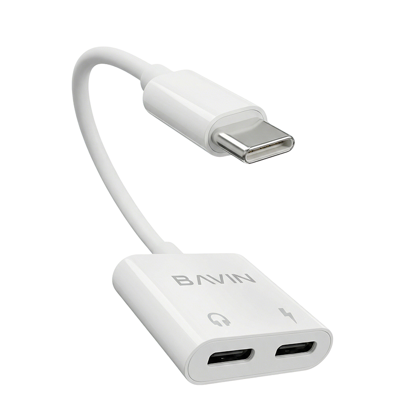 BAVIN O106 Hi-Fi Audio & Charging 2-in-1 Type-C to Dual Type-C OTG Adapter for Phones, Tablet & Laptop