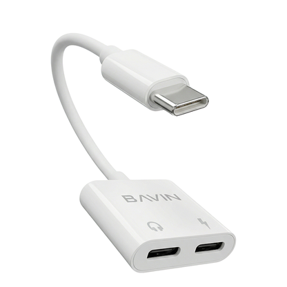 BAVIN O106 Hi-Fi Audio & Charging 2-in-1 Type-C to Dual Type-C OTG Adapter for Phones, Tablet & Laptop