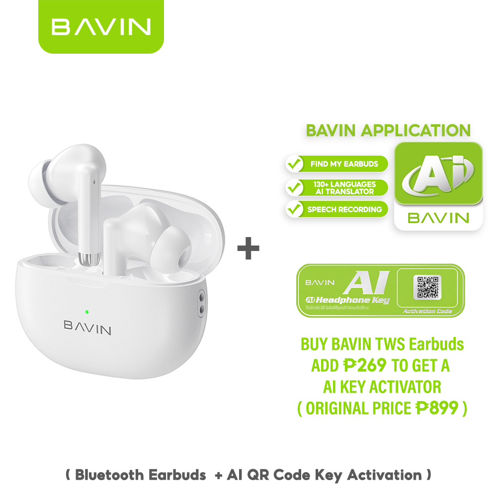 BAVIN HB-BA-77 TWS Bluetooth 5.4 Earbuds | HiFi Stereo Sound | 6H Playtime | Touch Control | Type-C Fast Charging