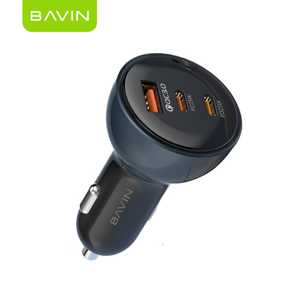 BAVIN PC2138 68W PD Fast Charging Car Charger w/ 25W 2x Type-C + 18W USB Ports QC3.0 for Phone