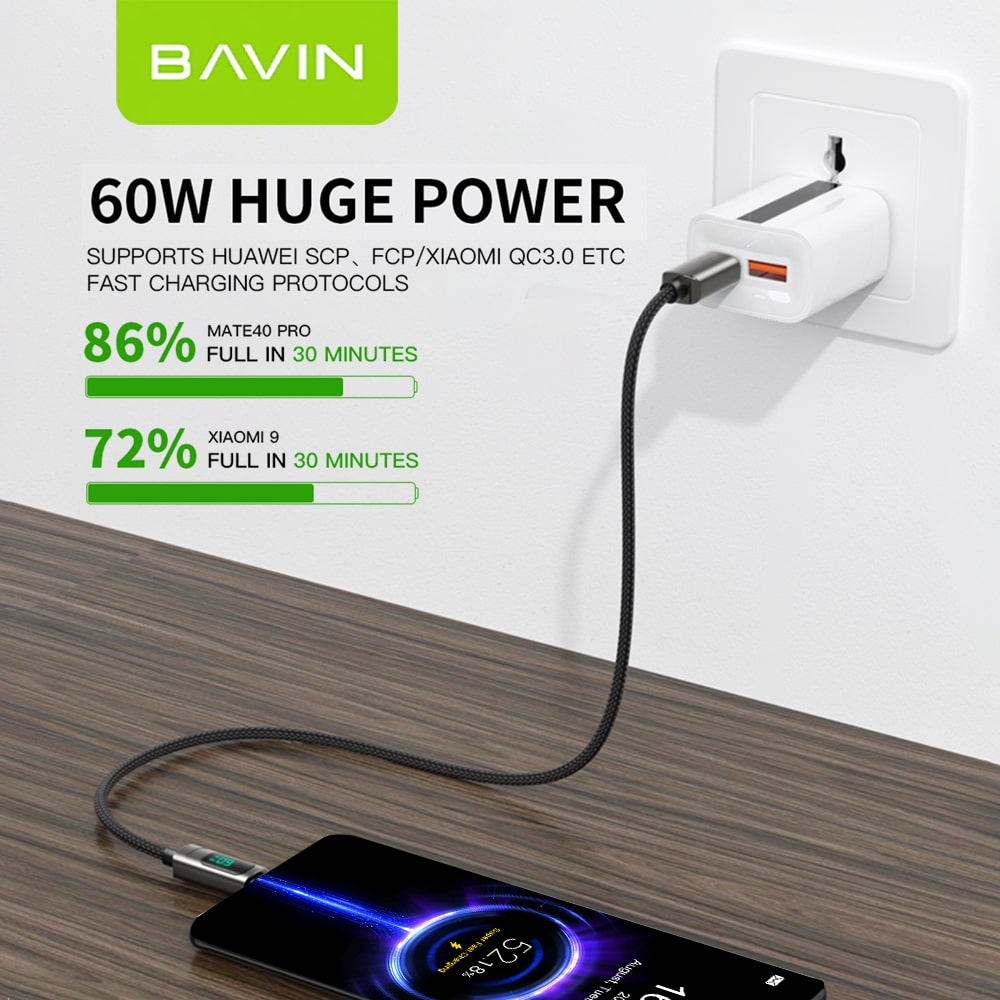 BAVIN CB255 12W /20W /60W 1 Meter PD Fast Charging Data Transfer Cable For iPhone 17 Series