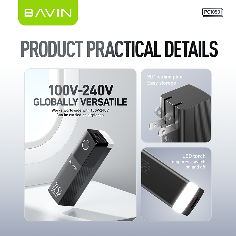 BAVIN Y-PC1053 5000mAh 3 IN 1 Portable Fast Charging Powerbank