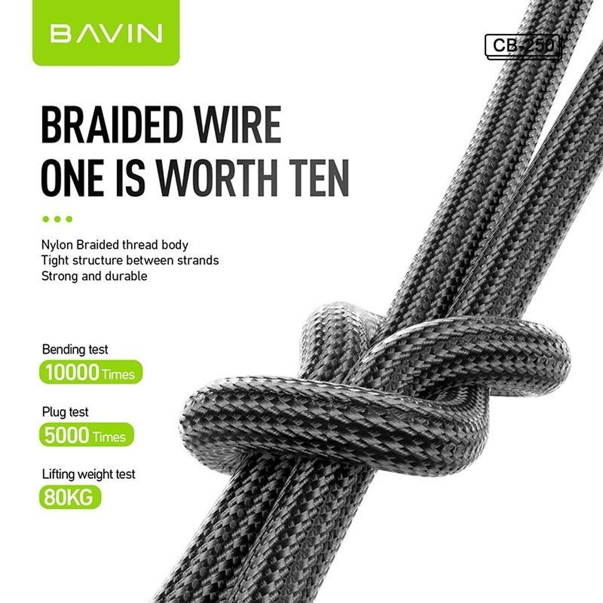 BAVIN U-CB250-M  BK 18W Fast Charging Cable Nylon Braided Suitable for USB to Micro