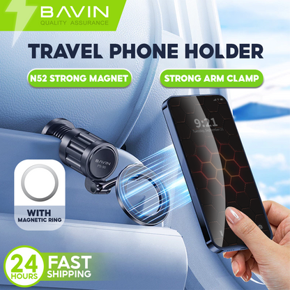 BAVIN PS90 360° Magnetic Phone Holder | Foldable Travel Mount w/ Anti-Slip Pad, Strong Grip & Hands-Free Stand