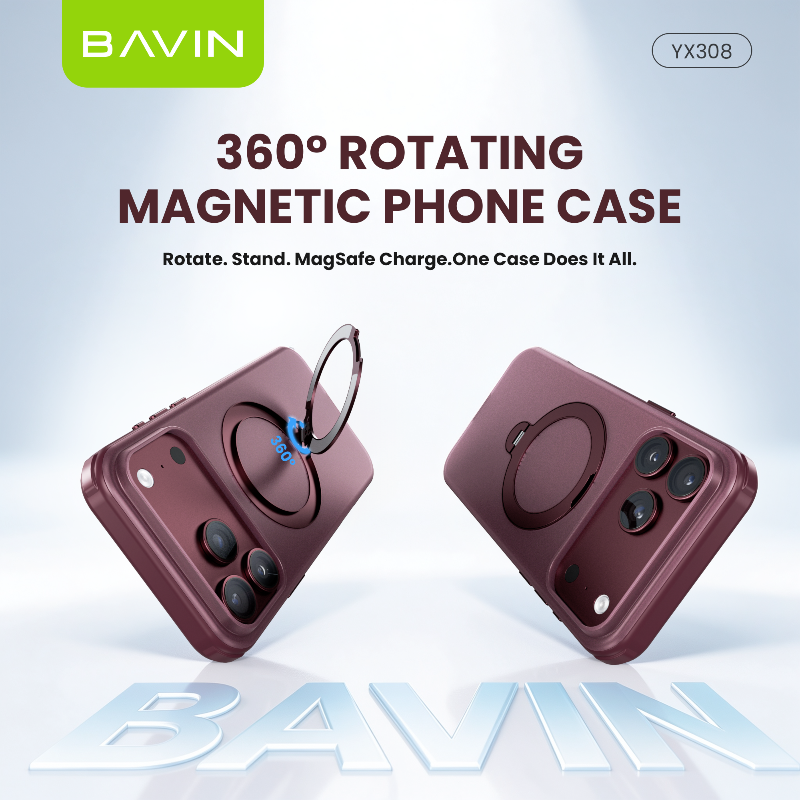 BAVIN YX308 Magnetic Phone Case w/ 360° Rotating Ring Stand Strong Magnetic Holder for iPhone 18 Series