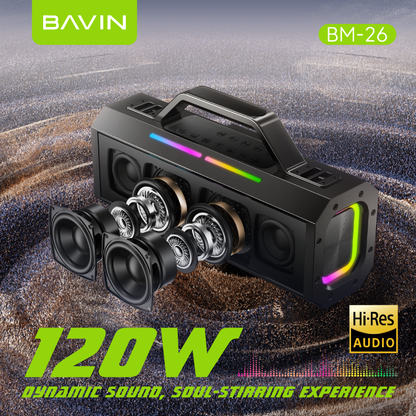 BAVIN DV-BM26 Outdoor Bluetooth Speaker Splash Proof & Durable w/ 2 Wireless Microphones