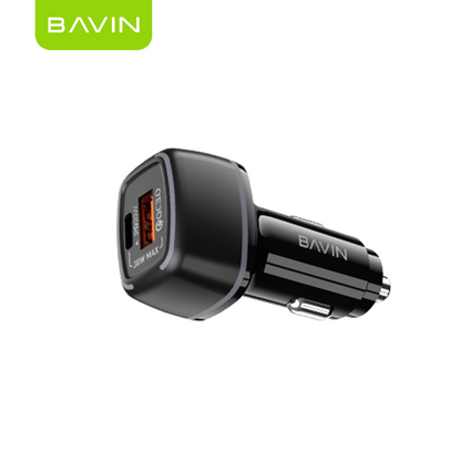 BAVIN PC876 38W Fast Charging PD QC 3.0 Dual Port Car Charger USB-C + USB-A For iPhone 17 series / Android