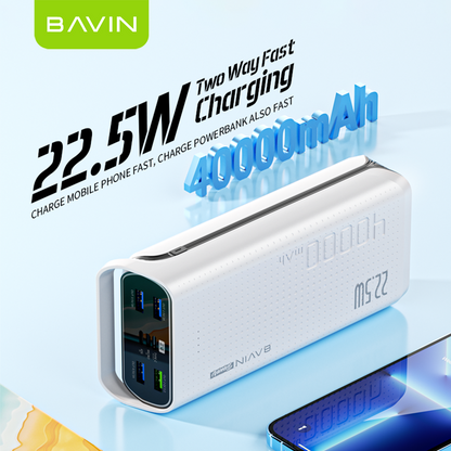 BAVIN Y-PC077 Pro 40000mAh Fast Charging Powerbank w/ 4 USB Outputs & 3 Input