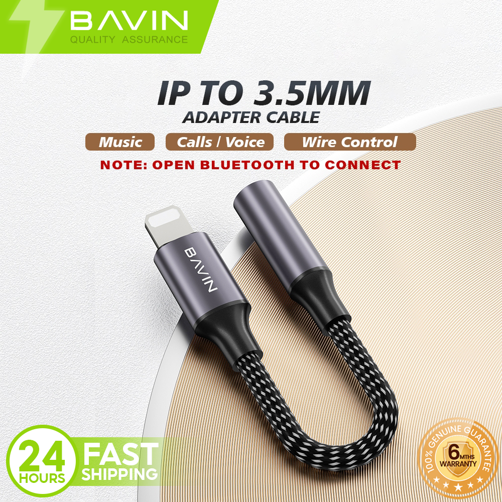 BAVIN AUX35 / AUX36 Earphone Adapter iPhone to 3.5mm & Type-C to 3.5mm | Fast Audio, Music & Calls (Bluetooth Required)