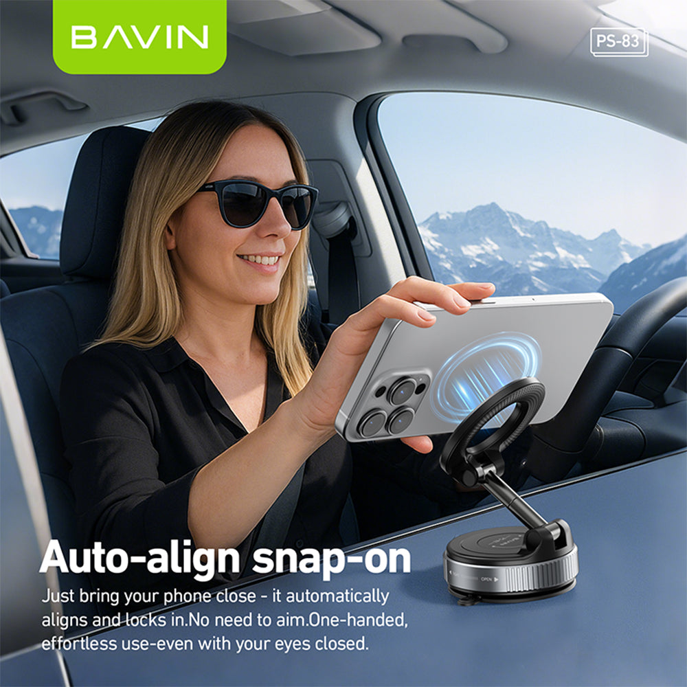 BAVIN D-S-PS83 Magnetic Car Mount Dashboard / Windshield Holder w/ 360° Rotation for Smartphones
