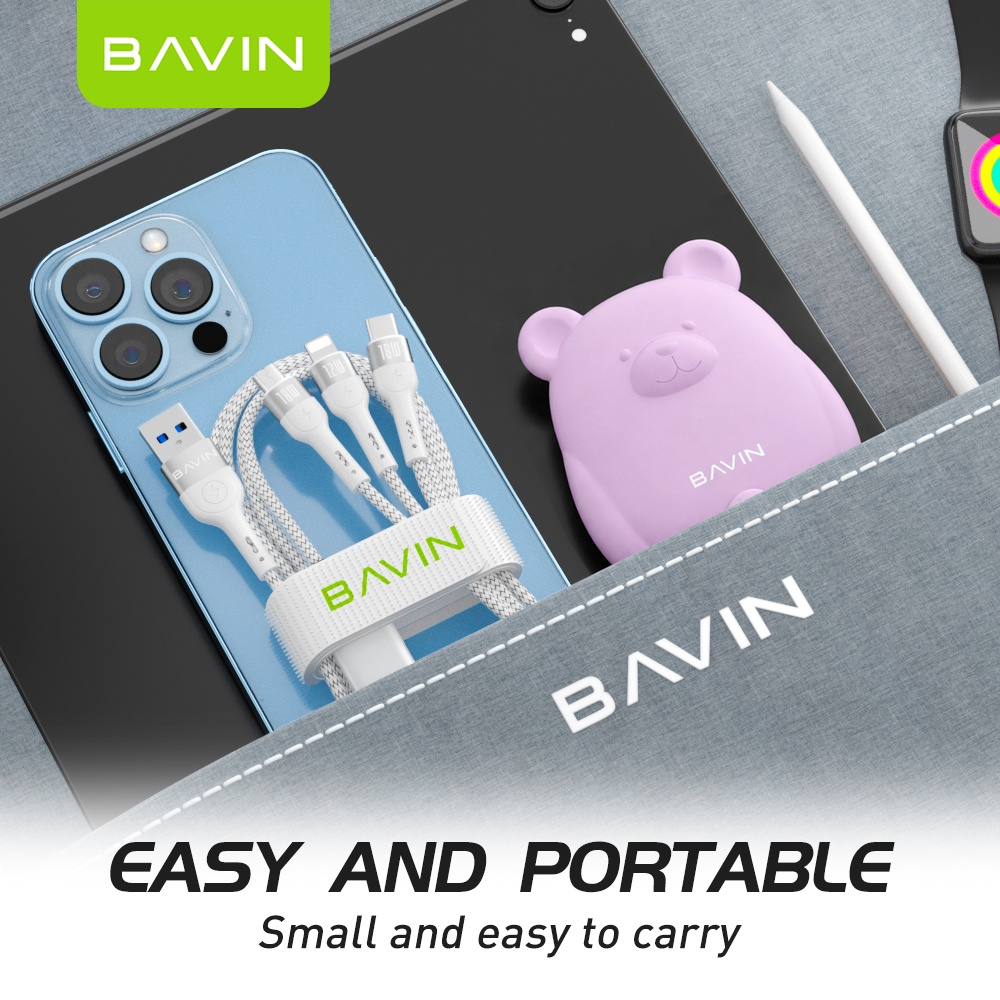 BAVIN CB236-3 3in1 Fast Charging Braided Cable 18W High Density Safe for Smartphone