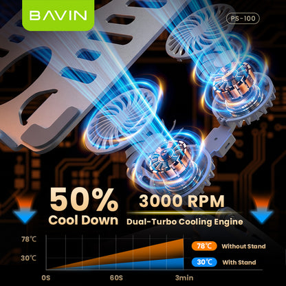 BAVIN PS100 Laptop Stand 360° Rotating Adjustable Angled Metal Holder With Fan Aluminum Alloy Holder