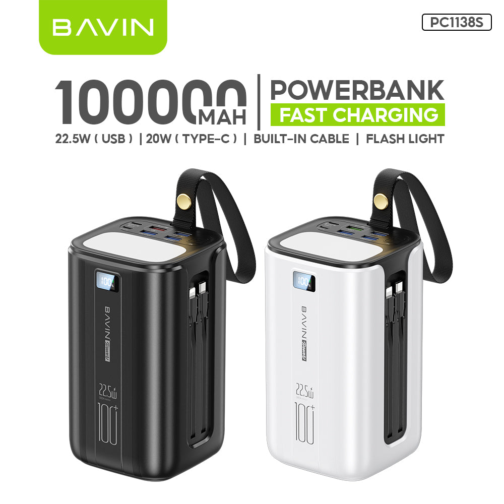 BAVIN Y-PC1057S 80000mAh / Y-PC1138S 100000mAh Heavy Duty Portable 22.5W Fast Charging Powerbank w/ LED Indicator & Flashlight