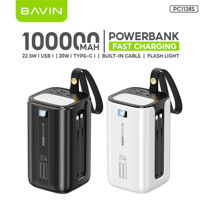 BAVIN Y-PC1057S 80000mAh / Y-PC1138S 100000mAh Heavy Duty Portable 22.5W Fast Charging Powerbank w/ LED Indicator & Flashlight