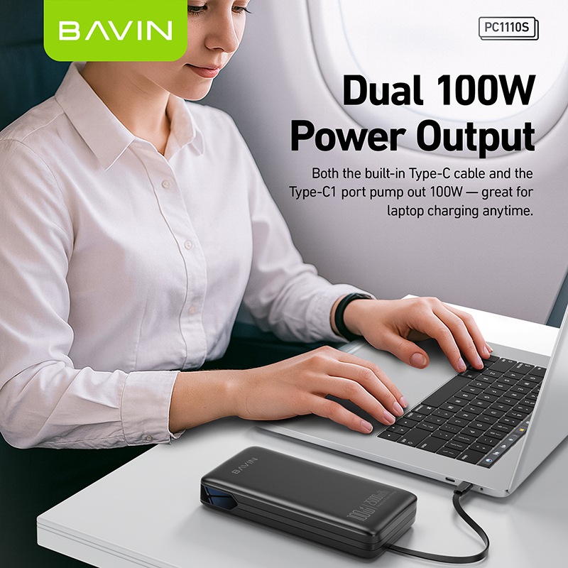 BAVIN PC1112S 20000mAh / 25000mAh 100W Fast Charging Powerbank w/ Built-in Cables, Supports Phones & Laptop