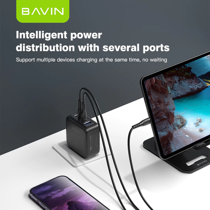 BAVIN PC918 100W GaN Super Fast Charger 4 Ports with Qc 3.0 & PD Fast Charging for Laptop & Phones