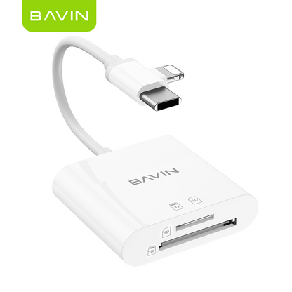 BAVIN O114 3-in-1 Memory Card Reader OTG Adapter iPhone & Type-C to USB,SD,TF Card Slot for Phone,Laptop
