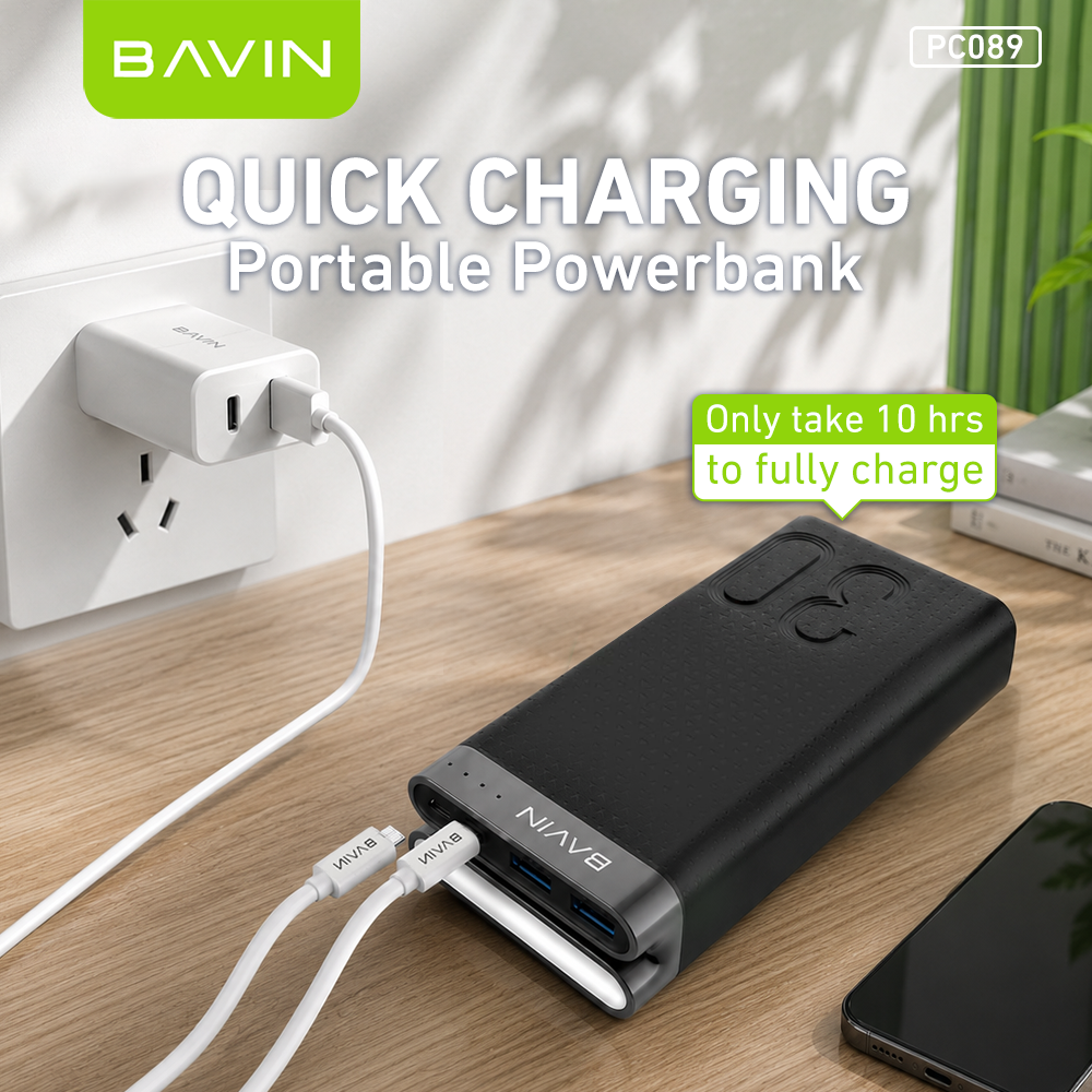 BAVIN PC089 30000mAh Large Capacity Powerbank w/ Flashlight / Micro & Type-C Input / 2x USB Output