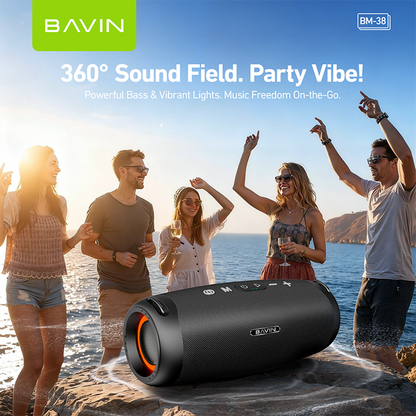BAVIN BM38 Portable Party Bluetooth 5.3 Wireless Speaker w/ RGB Lights & 80W Powerful Sound