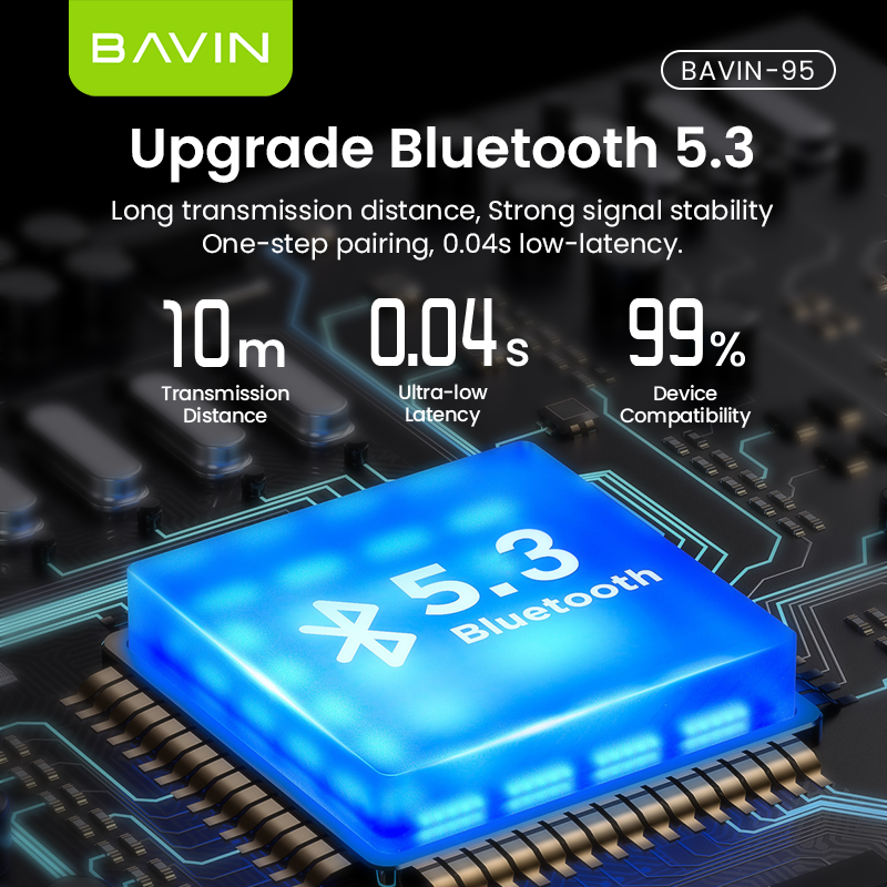 BAVIN HB-BA-95 Bluetooth 5.3 Gaming Earphones | HiFi Sound | ENC Noise Reduction | RGB Lights | 40H Battery Life