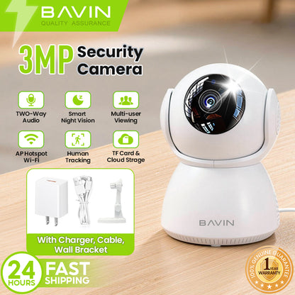 BAVIN SC800 3MP Pan/Tilt Home Security WiFi CCTV Camera | 2-Way Audio & App Control w/ Wall Stand