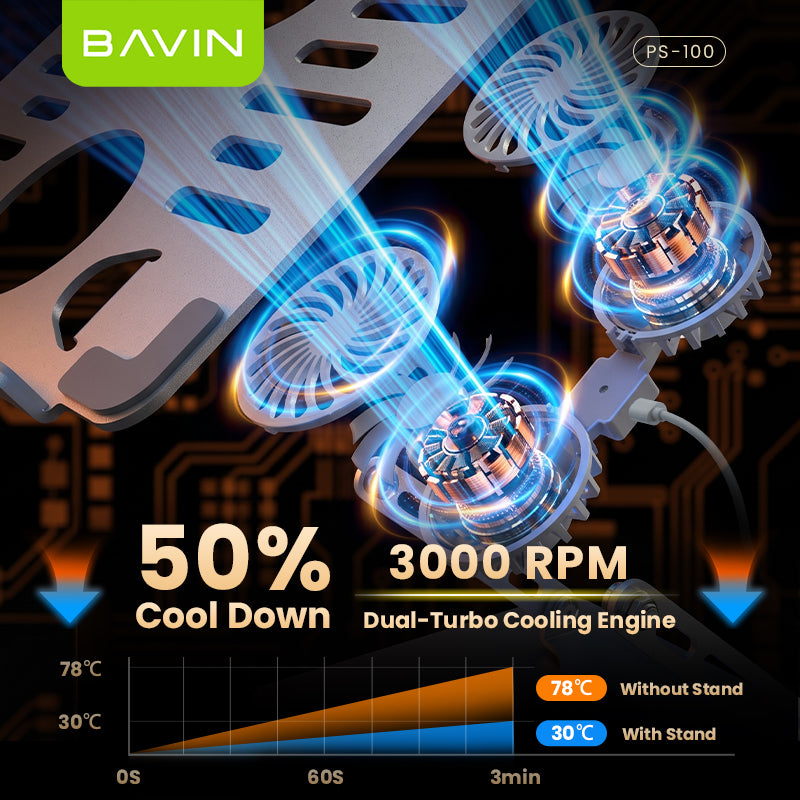 BAVIN PS100 Laptop Stand 360 Rotating Adjustable Angled Metal Holder With Fan Aluminum Alloy Holder