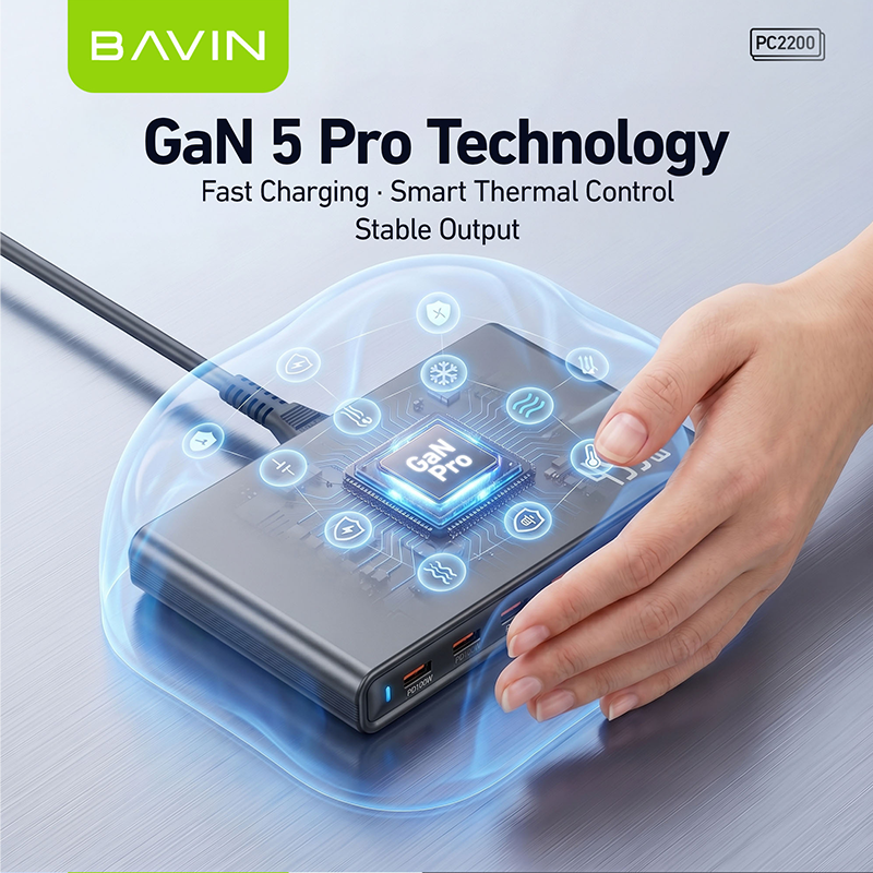 BAVIN PC2200 455W USB C Charger GaN 7 Ports Desktop Fast Charging Station w/ 100W Max PD Dual Ports