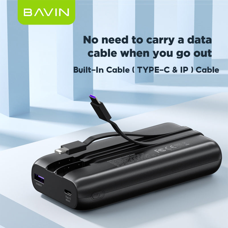 BAVIN Y-PC1030 20000mAh 22.5W Fast Charging Powerbank w/ Built-in Cable