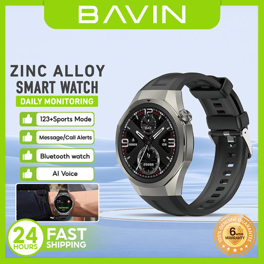 BAVIN BW-605 Smart Watch 1.43" HD | 123+ Sports Modes | AI Voice | Health Monitor | 3 ATM Waterproof
