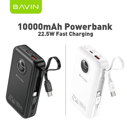 BAVIN Y-PC1122 10000mAh Fast Charging Powerbank w/ Retractable Cable