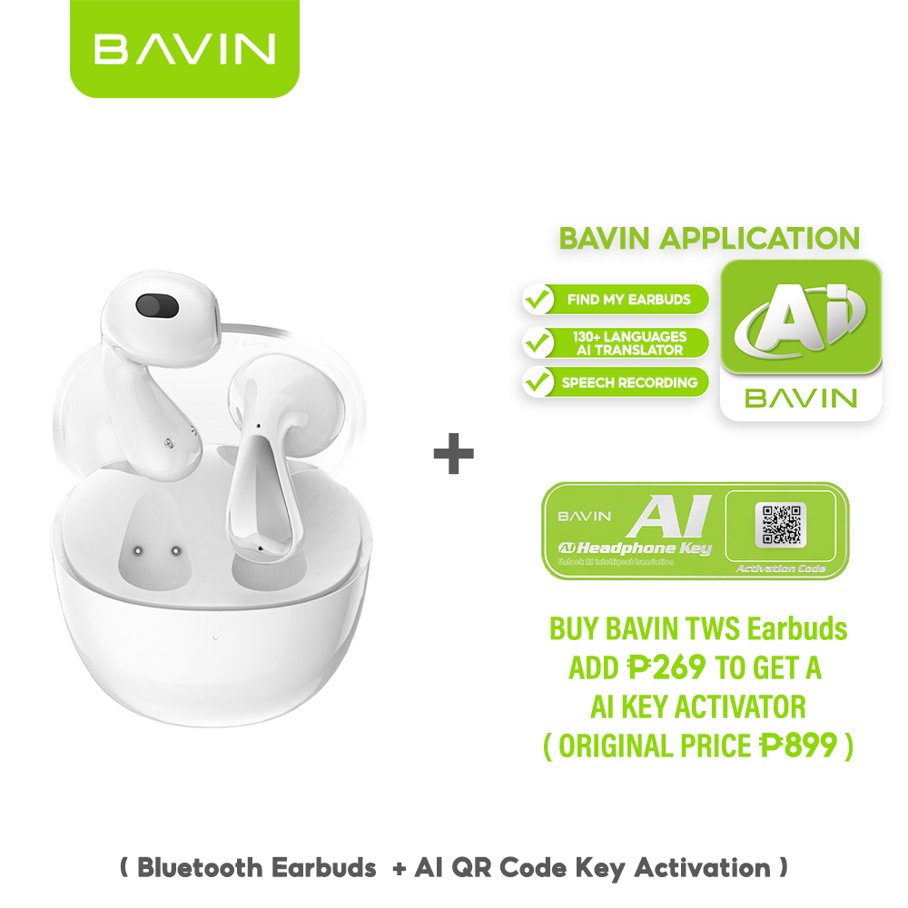 BAVIN HB-BA-65 Wireless Bluetooth 5.3 Earbuds | Hi-Fi Stereo Audio | Built-in Mic | 4H Music Time | Type-C Charging
