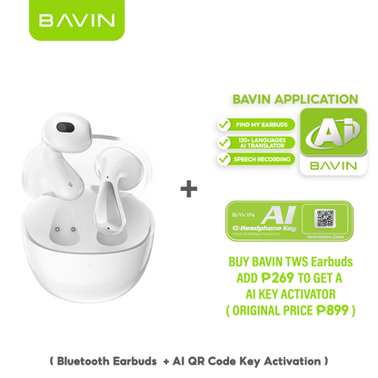BAVIN HB-BA-65 Wireless Bluetooth 5.3 Earbuds | Hi-Fi Stereo Audio | Built-in Mic | 4H Music Time | Type-C Charging