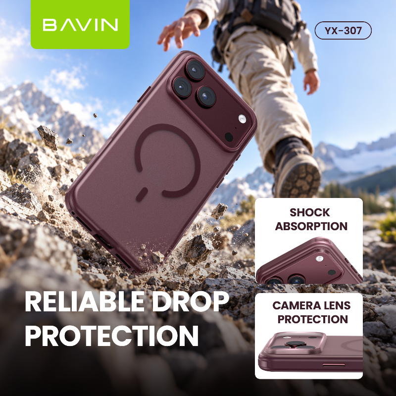 BAVIN YX307 Magnetic Solid Color Shockproof Case Full Coverage Anti-Scratch for iP18/17 Pro, Pro Max