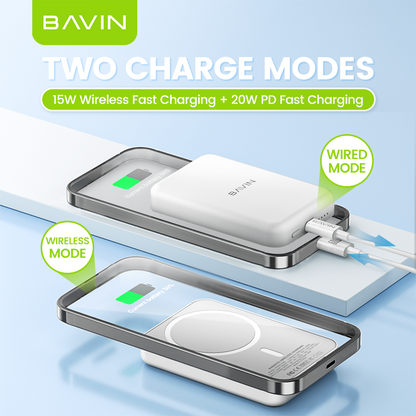 BAVIN Y-PC029P 5000mAh / 10000mAh Wireless Fast Charging Powerbank w/ USB-C Input/Output