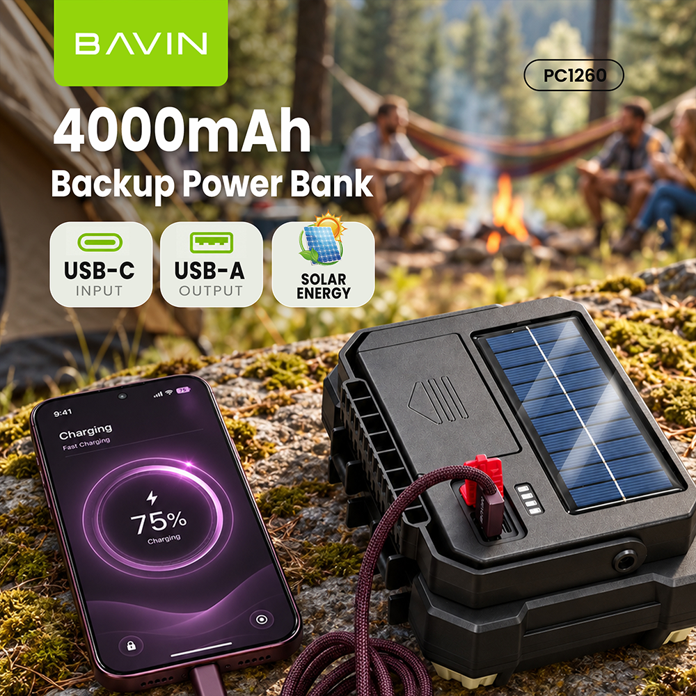 BAVIN PC1260 Solar Mini Portable Emergency Tool box w/4000mAh Powerbank+Work Light for Home, Camping