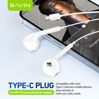 BAVIN HX871 / HX875 Hi-Fi Wired Earphone Stereo Sound Quality Music Compatible for 3.5mm / Type-C