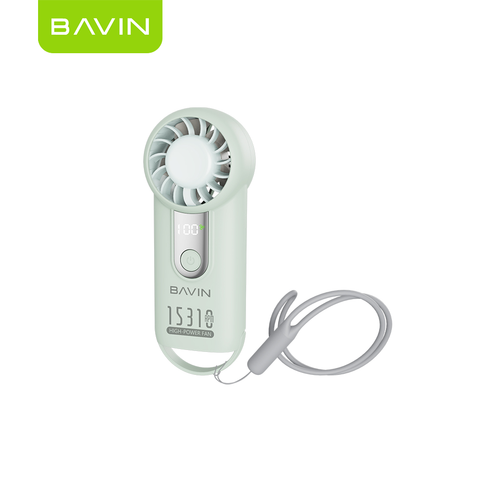 BAVIN BF020 Mini Portable Handheld Fan 5-Speed Strong Wind w/2000mAh Rechargeable Table Fan + Lanyard