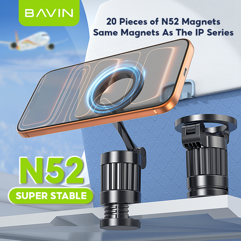 BAVIN PS90 360° Magnetic Phone Holder | Foldable Travel Mount w/ Anti-Slip Pad, Strong Grip & Hands-Free Stand