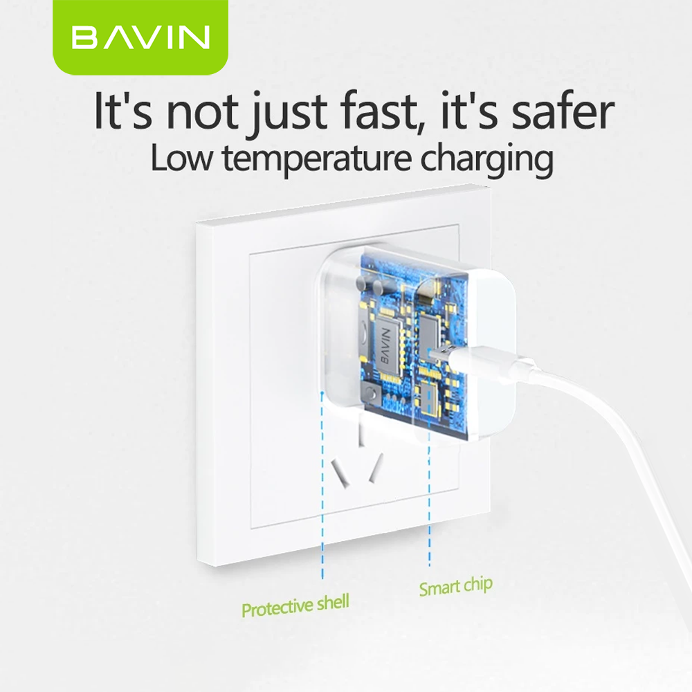 BAVIN PC368 2.4A Wall Charger w/ Multi-Protection & 1 Meter Cable for Micro / Type-C / iPhone