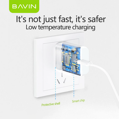 BAVIN PC368 2.4A Wall Charger w/ Multi-Protection & 1 Meter Cable for Micro / Type-C / iPhone