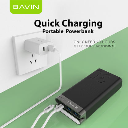 BAVIN Y-PC089 30000mAh Powerbank w/ Built-in Flashlight Dual Input & USB Output