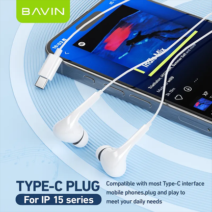 BAVIN HX869 Hi Res Audio Music Wired Earphone Stereo Sounds Widely Compatible for  Type C 3.5mm iPhone