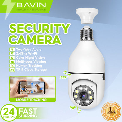 BAVIN SC801 Smart Security Lens Bulb CCTV Camera 3MP WiFi Camera w/Motion Tracking,Alarm System
