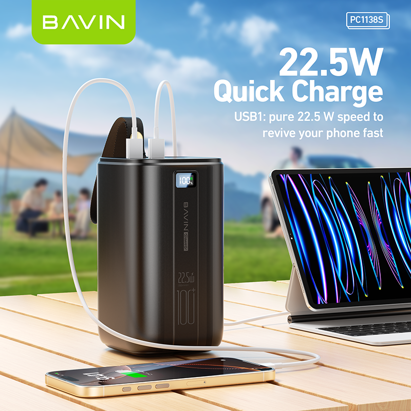 BAVIN Y-PC1057S 80000mAh / Y-PC1138S 100000mAh Heavy Duty Portable 22.5W Fast Charging Powerbank w/ LED Indicator & Flashlight