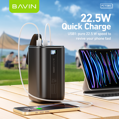 BAVIN Y-PC1057S 80000mAh / Y-PC1138S 100000mAh Heavy Duty Portable 22.5W Fast Charging Powerbank w/ LED Indicator & Flashlight