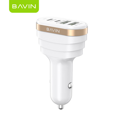 BAVIN PC587 40W Car Charger w/ Dual USB 3.0 + 20W PD Type-C Fast Charging for iPh & Android (Supports iPh17 Series)