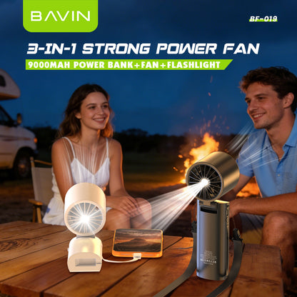 BAVIN BF019 Foldable Ultra Quiet Ice Cooling Handheld Fan 199-Speed w/ 9000mAh Powerbank + Flashlight