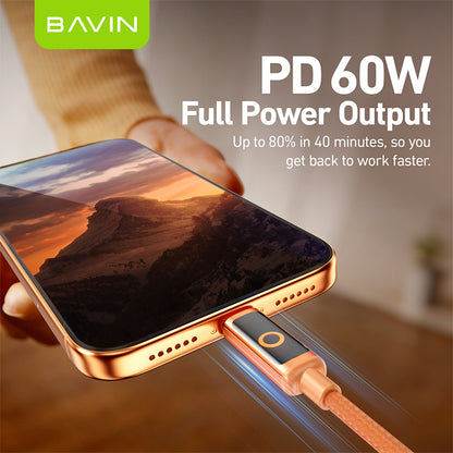 BAVIN CB413 / CB415 PD 60W Type-C Fast Charging 1m Braided Cable w/ High-Speed Data Transfer for iPhone 15-17 & Android Devices